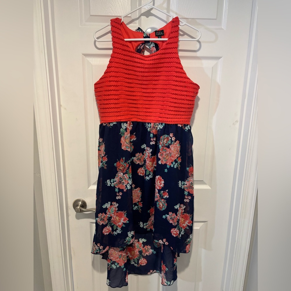 LILT Kid’s Coral and Blue High Low Dress